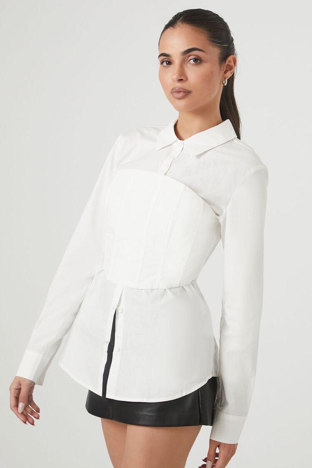 Poplin Corset & Shirt Combo Top | Forever 21 Product Image