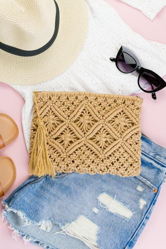 Sweet Takeaway Crochet Tassel Clutch Product Image