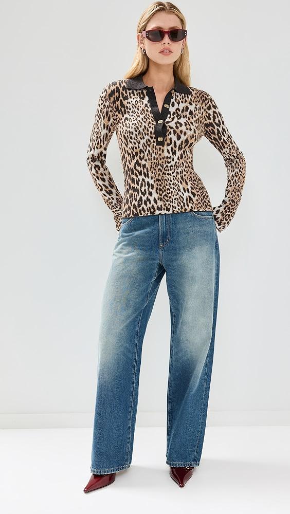 GANNI Fine Merino Jacquard Leopard Polo | Shopbop Product Image