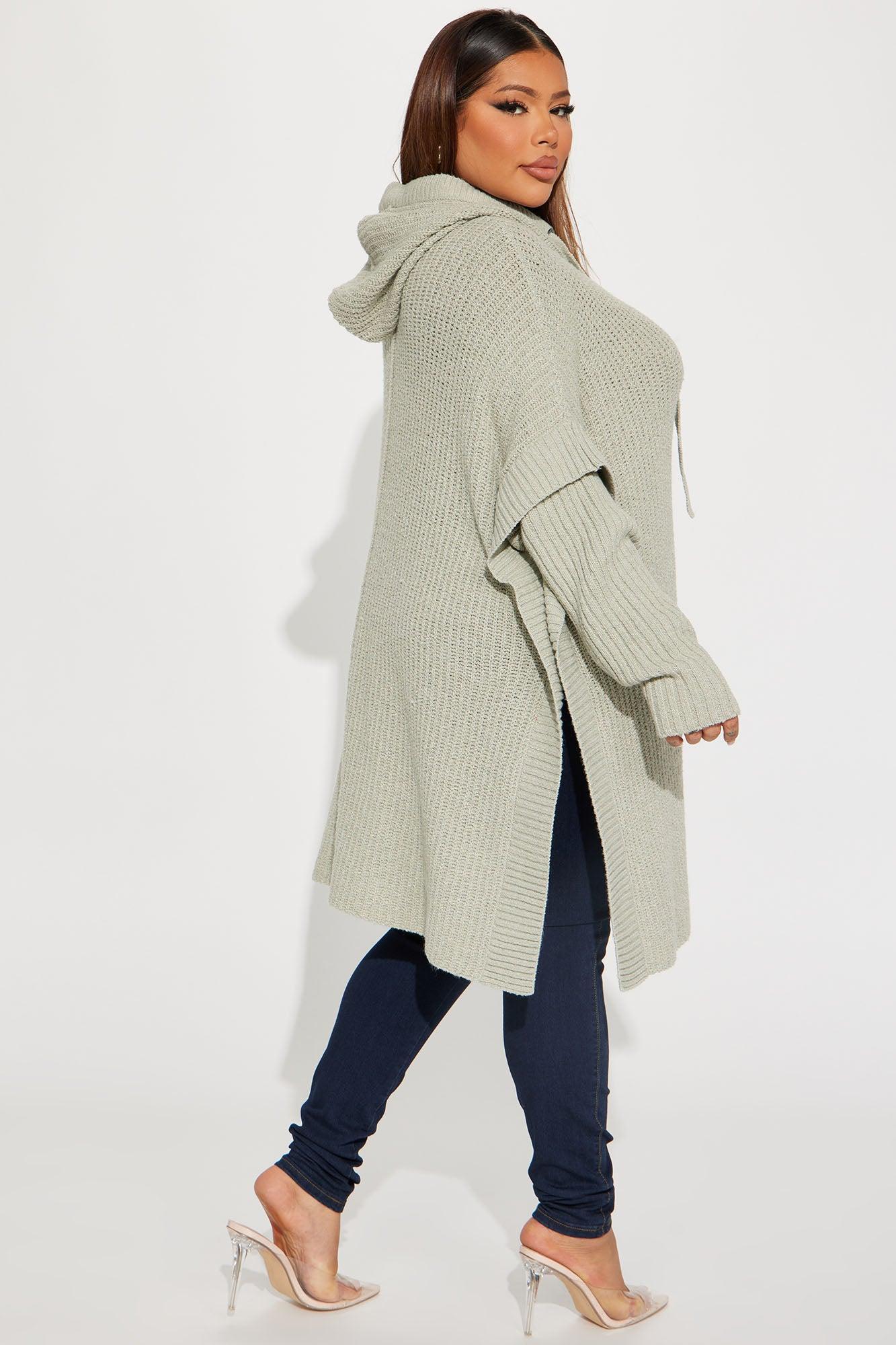Comfy and Chill Hooded Sweater - Sage Product Image