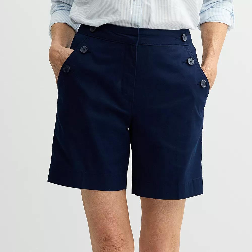 Women's Croft & Barrow® Classic Button Shorts, Size: 16, Seattle Blue Product Image
