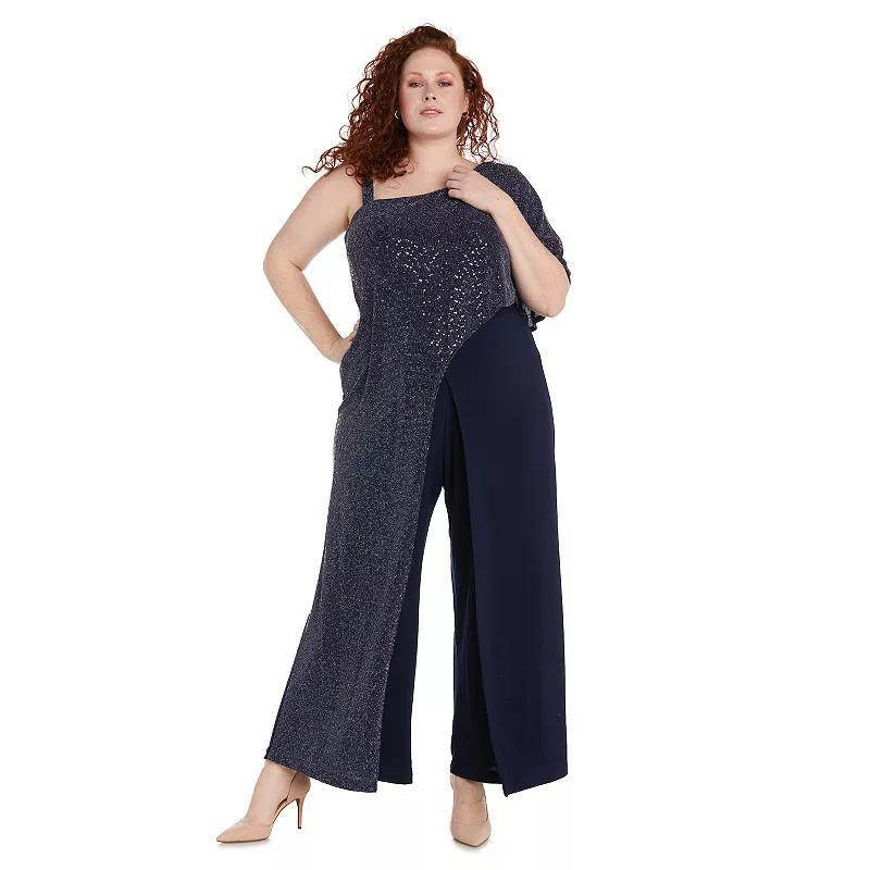 Plus Size R&M Richards Metallic One-Shoulder Jersey Jumpsuit, Women's, Size: 20 W, Brown Product Image