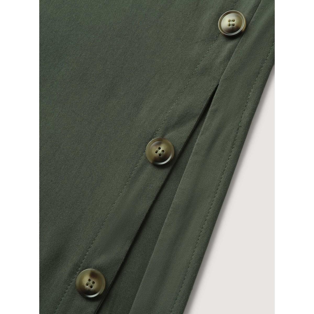 Plus Size ArmyGreen Rayon Adjustable Elastic Waist Slit Jumpsuit Women Sleeveless Non Everyday-Casual Loose Jumpsuits BloomChic 26/4X Product Image