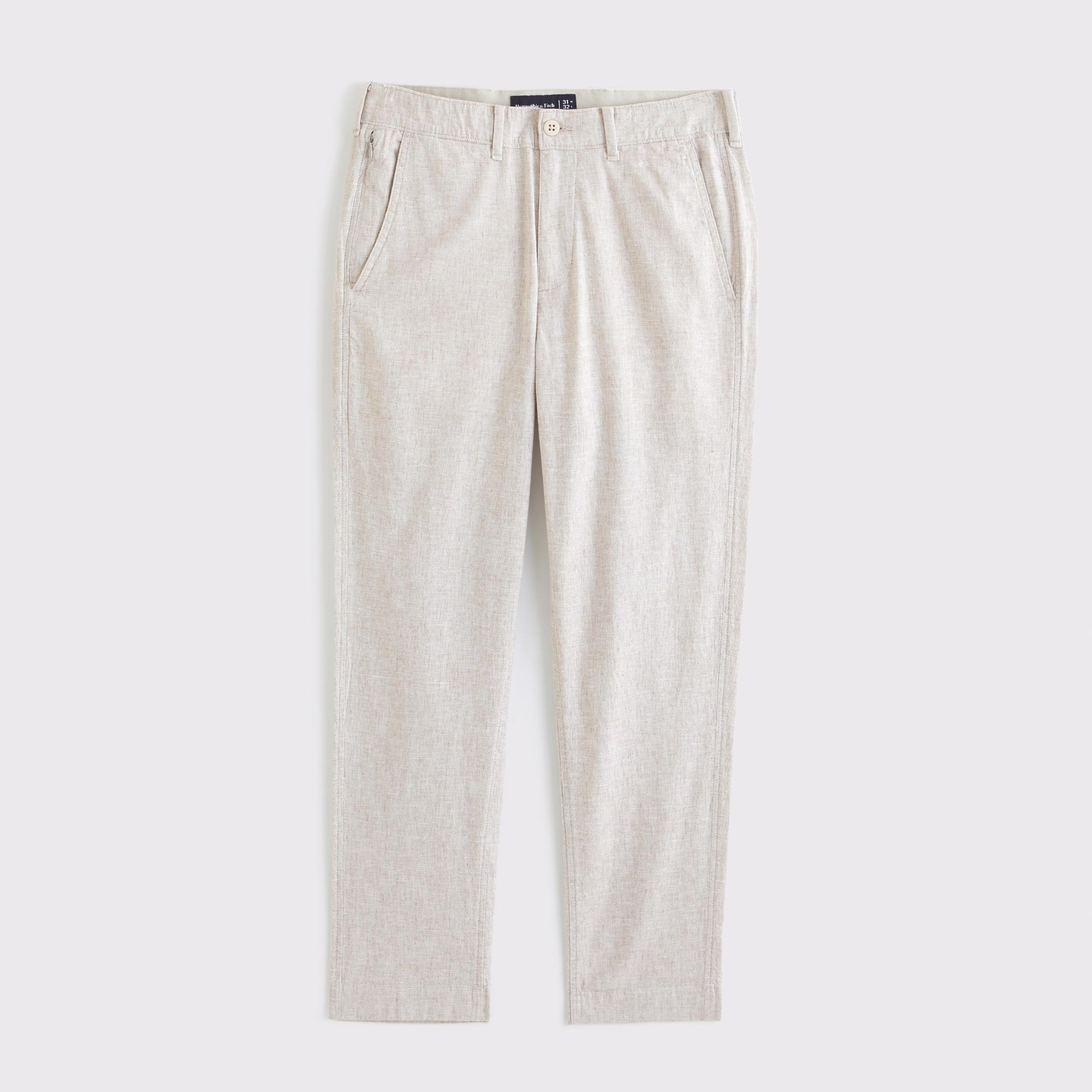 Straight Linen-Blend Fixed Waist Pant Product Image