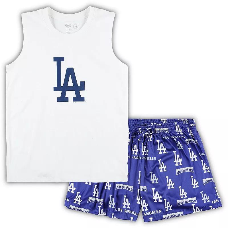 Women's Concepts Sport White/Royal Los Angeles Dodgers Plus Size Tank Top & Shorts Sleep Set, Size: 1XL Product Image