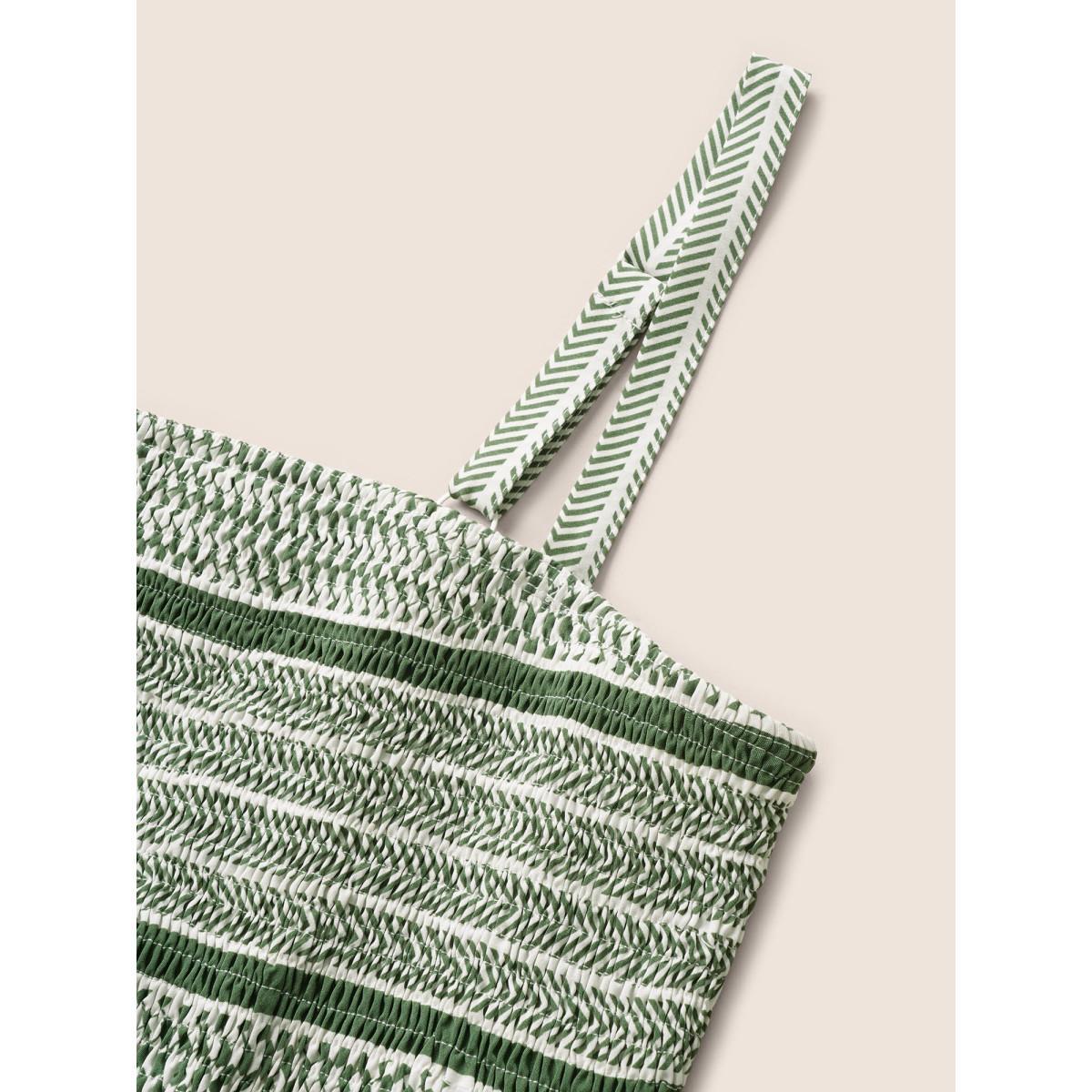 Plus Size Geometric Patchwork Spaghetti Strap Dress Moss Women Resort Non Non Sleeveless Curvy Midi Dress BloomChic 28/5X Product Image