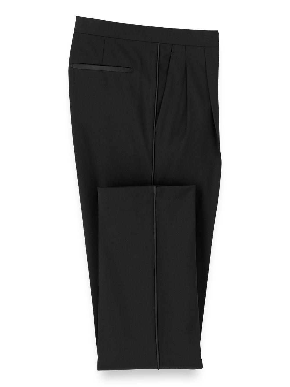 Wool Stretch Tuxedo Pants - Black Product Image