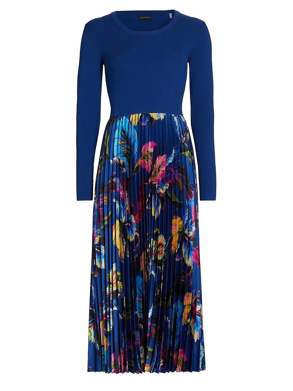 Womens Mave Mix Media Pleated Midi-Dress Product Image