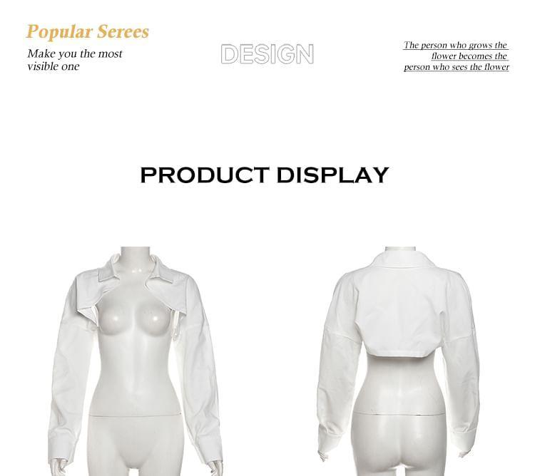 Long-Sleeve Plain Shrug / Strapless Two Tone Mini A-Line Dress Product Image