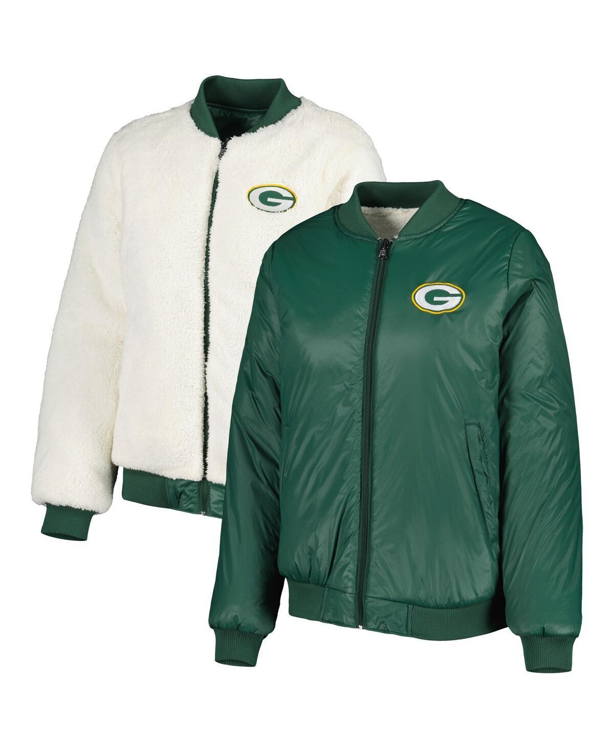 Women's G-III 4Her by Carl Banks Oatmeal/Green Green Bay Packers Switchback Reversible Full-Zip Jacket, Size: XL, Team Product Image