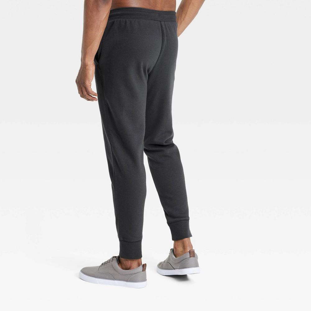 Men's Cotton Fleece Jogger Pants - All In Motion™ Navy Blue XL: Mid Rise, Zippered Pocket, Drawstring Waist Product Image