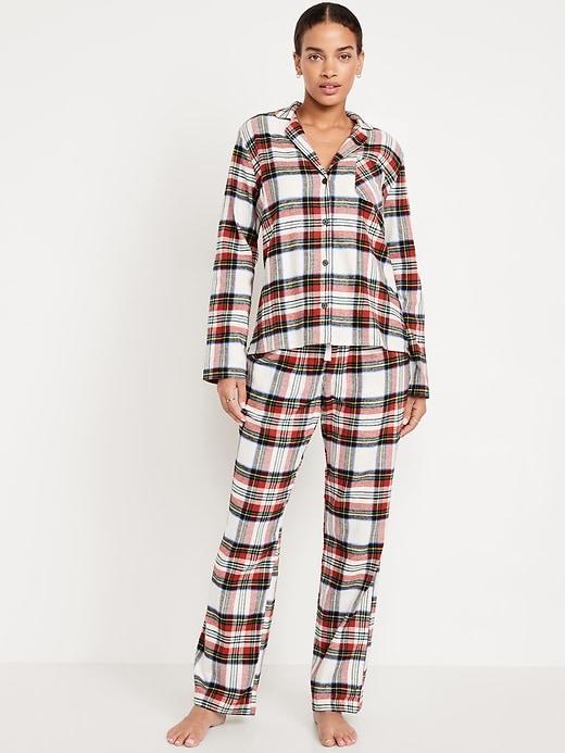 High-Waisted Flannel Pajama Joggers for Women Product Image