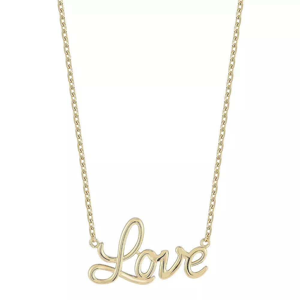 LUMINOR GOLD 14k Gold Love Pendant Necklace, Women's, Size: 18" Product Image
