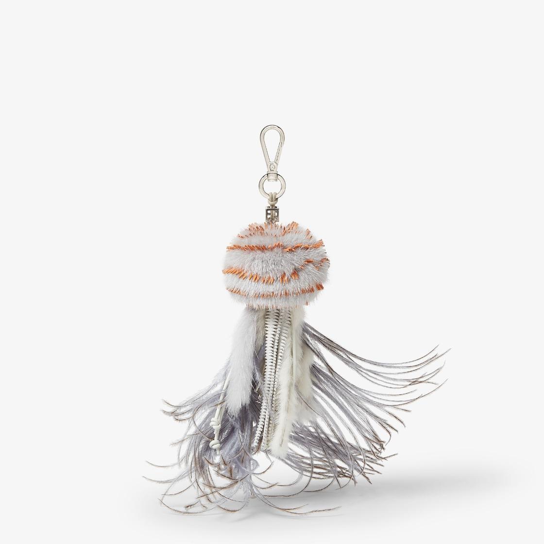 Jellyfish CharmMulticolor leather, feather and mink charm Product Image