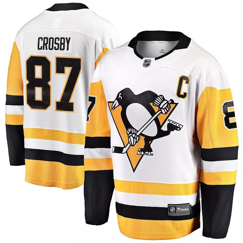 Men's Fanatics Branded Sidney Crosby White Pittsburgh Penguins Captain Away Premier Breakaway Player Jersey, Size: 4XL Product Image