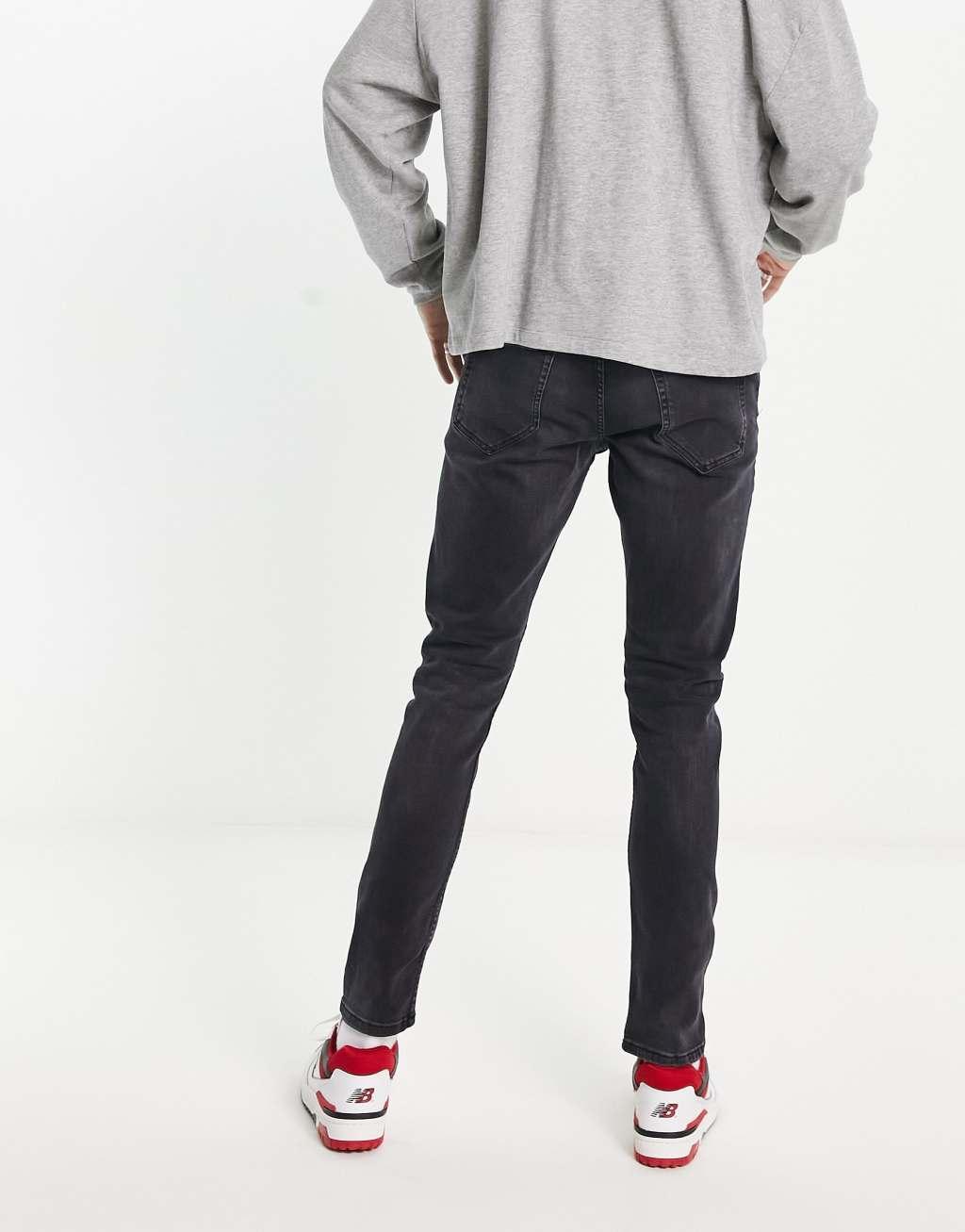 Only & Sons slim fit stretch jeans in black wash Product Image