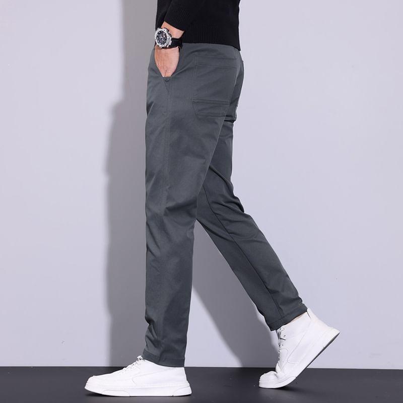 Mid Rise Plain Straight Leg Pants Product Image
