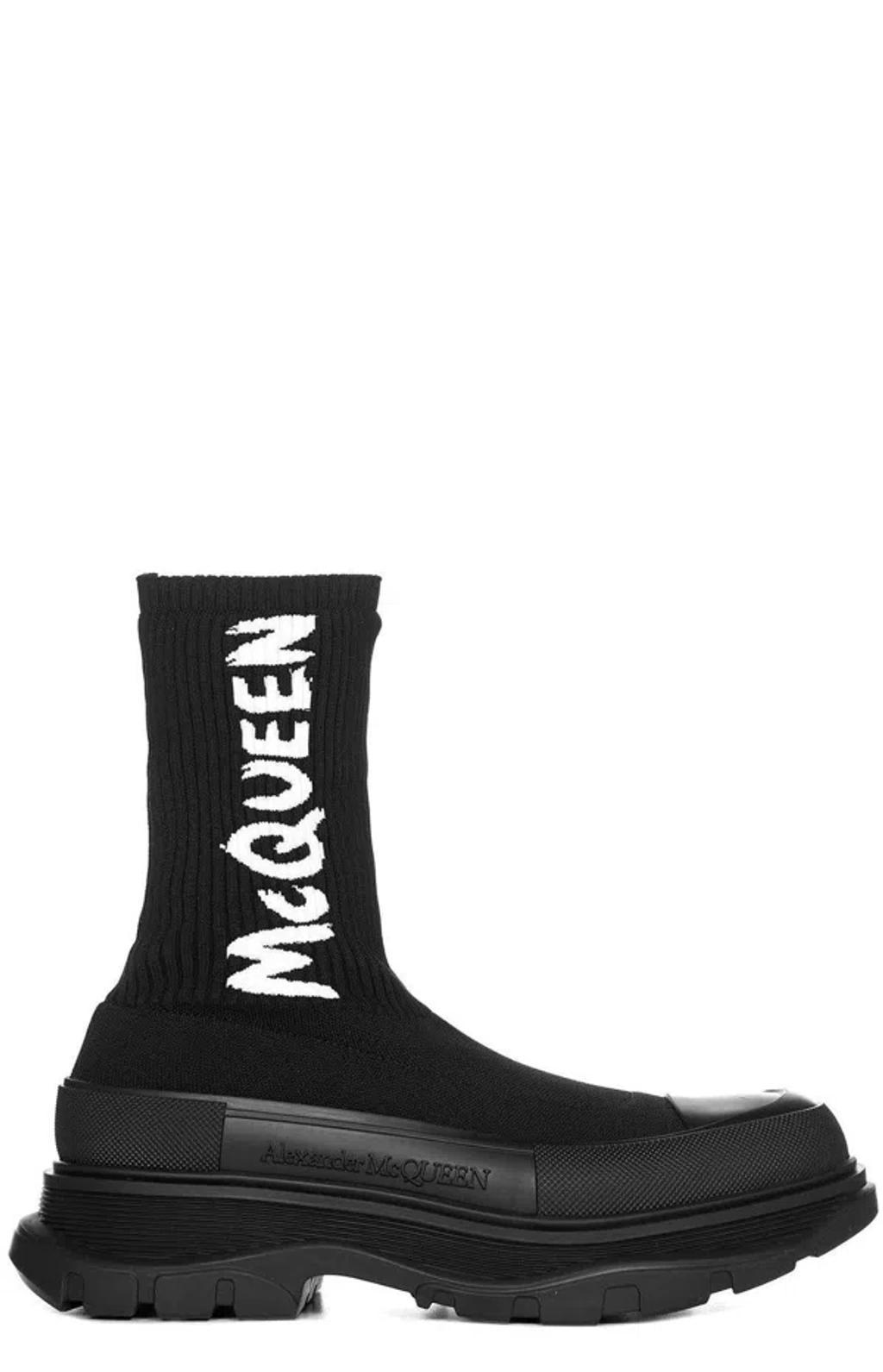 ALEXANDER MCQUEEN Tread Slick Sock-upper Trainers In Black White Product Image