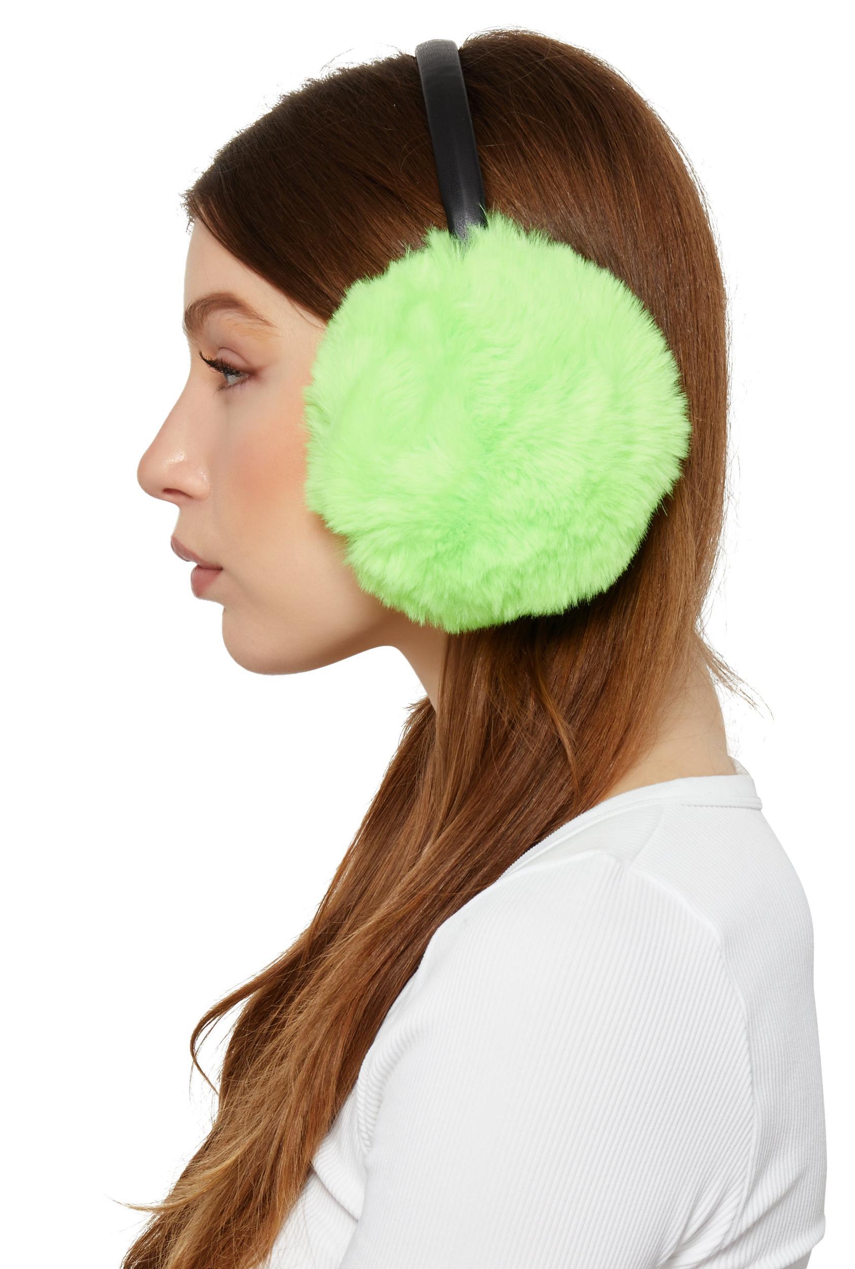 Faux Leather Band Faux Fur Earmuffs Female Product Image