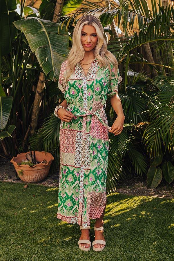 Take A Cruise Color Block Midi in Green Product Image