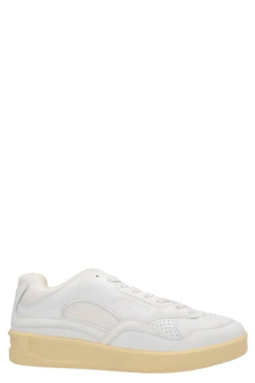 JIL SANDER Panelled Low-top Leather Sneakers In White Ecru Product Image