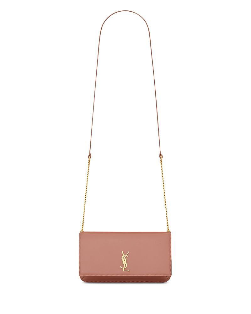 Womens Cassandre Phone Holder with Strap in Shiny Crocodile-Embossed Leather Product Image