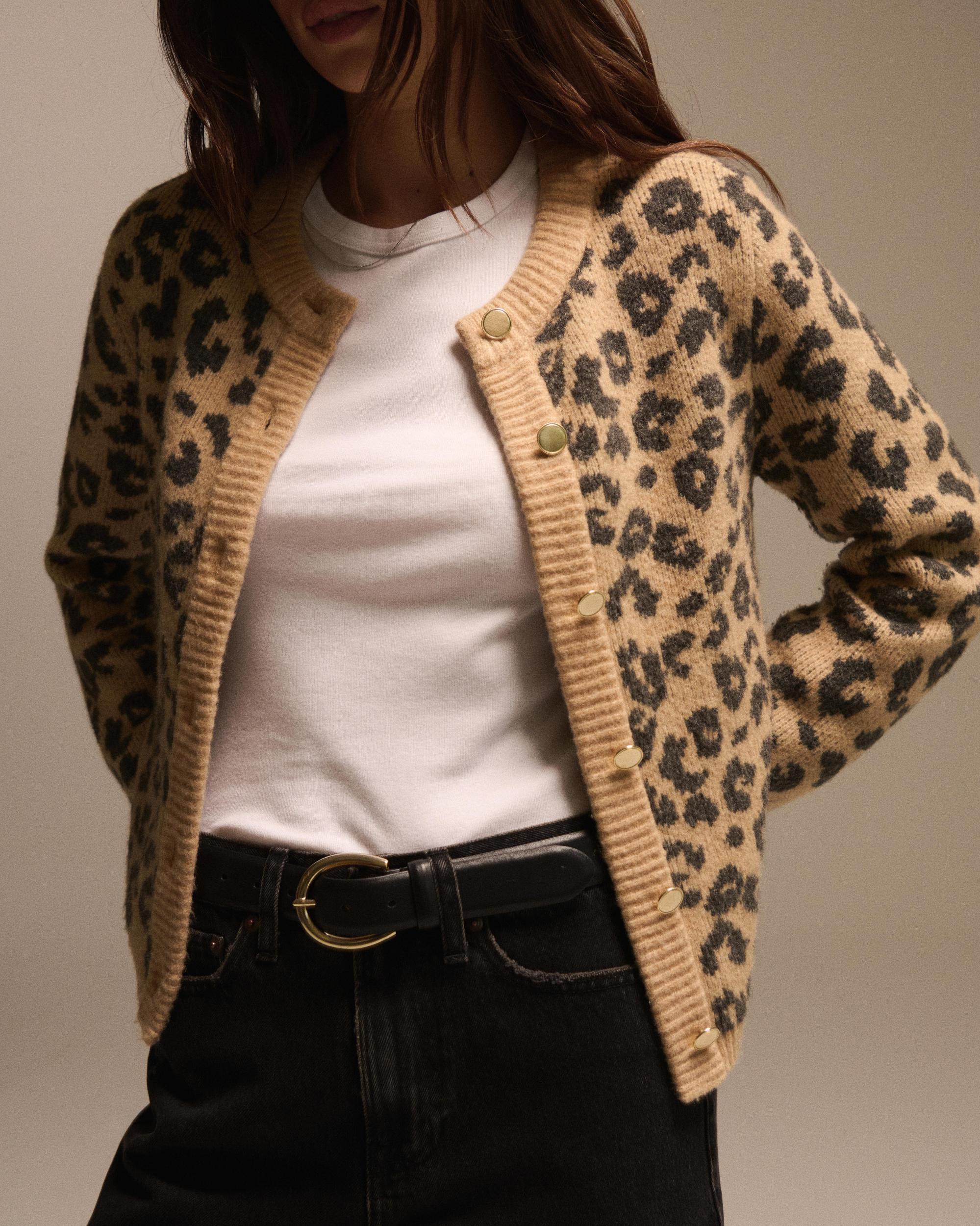 Leopard Crew Cardigan Product Image