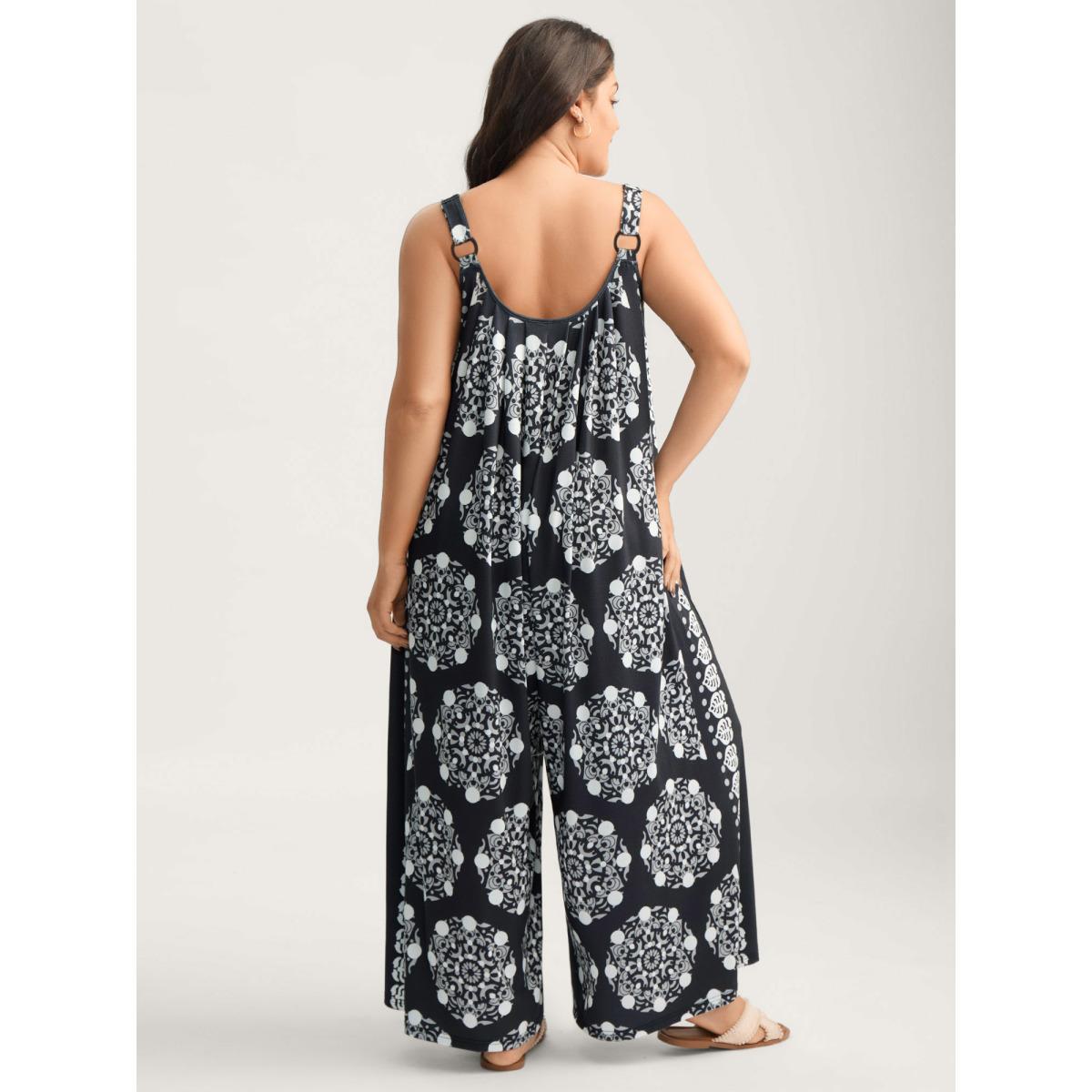 Plus Size Black Sunkissed Stretchy Adjustable Strap Jumpsuit Women Sleeveless Non Vacation Loose Jumpsuits BloomChic 26/4X Product Image