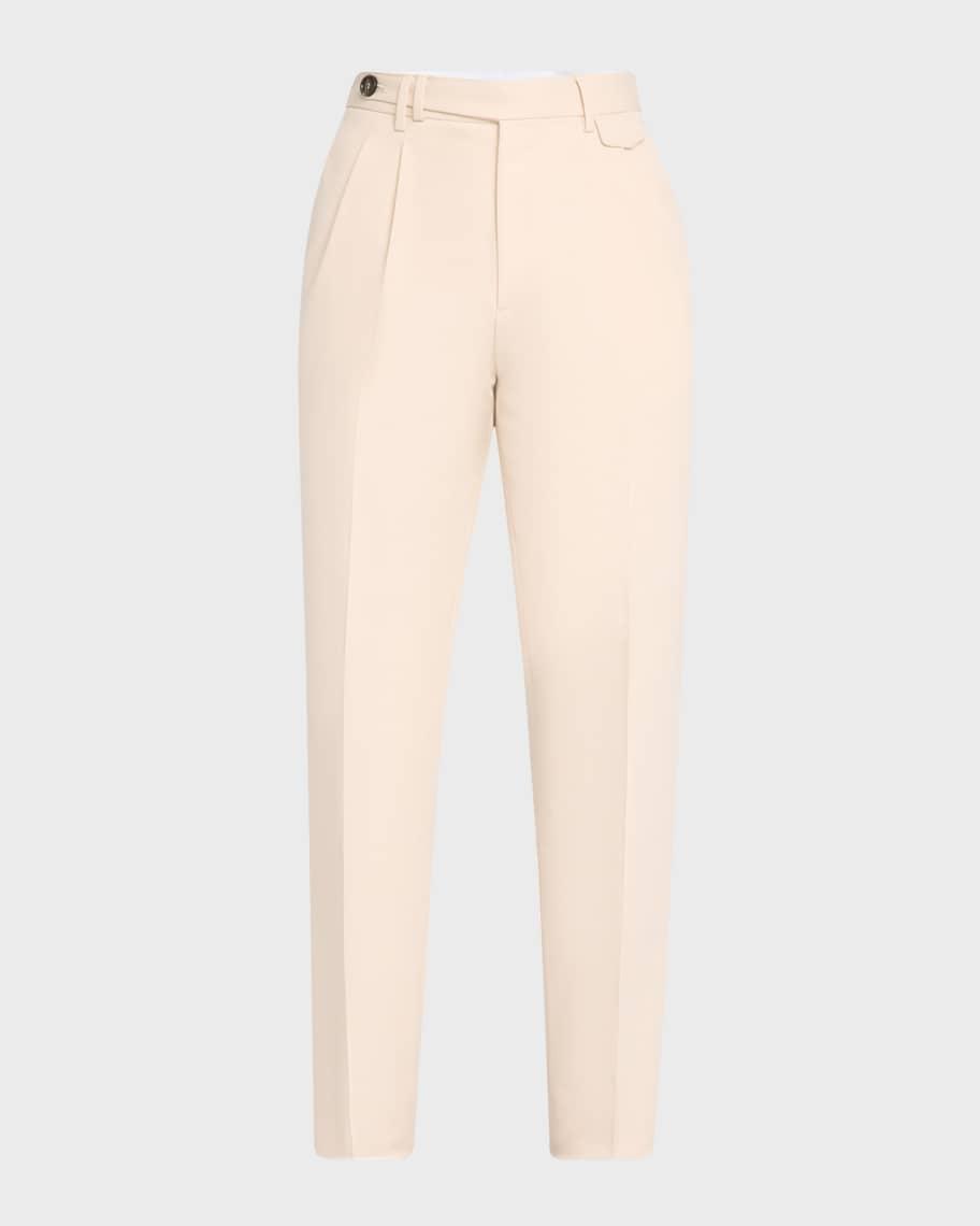 Mens Cotton and Wool Double-Pleated Pants Product Image