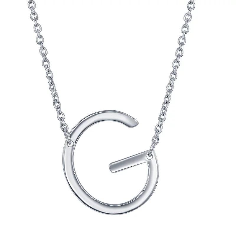 Sterling Silver Sideways Initial Necklace, Womens Sterling B Product Image