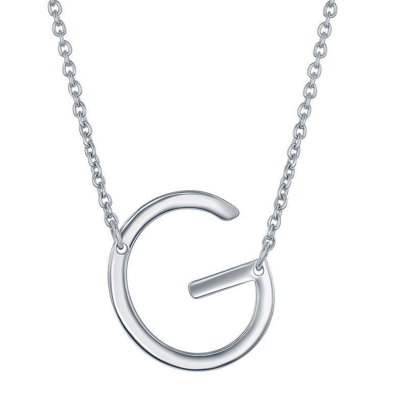 Sterling Silver Sideways Initial Necklace, Womens Sterling B Product Image