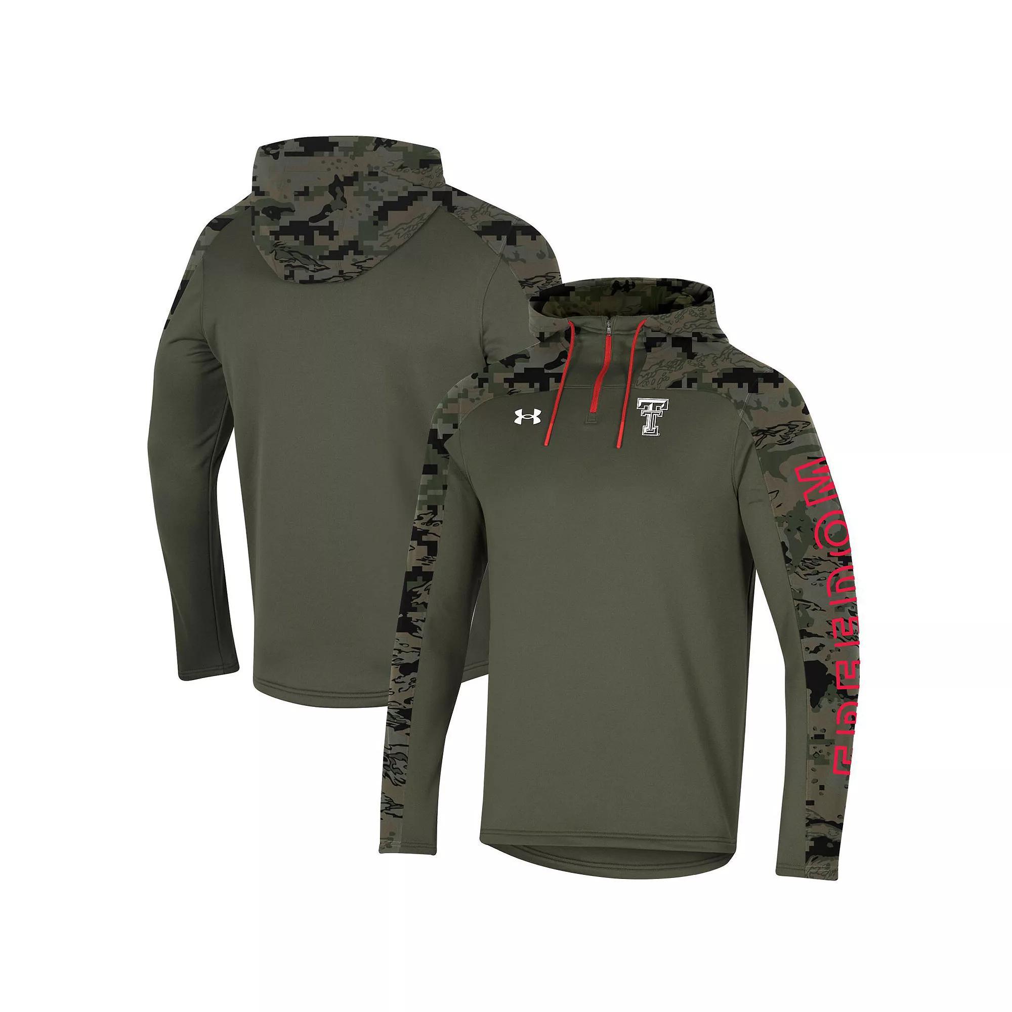Mens Under Armour Olive Texas Tech Red Raiders Freedom Quarter-Zip Pullover Hoodie Product Image