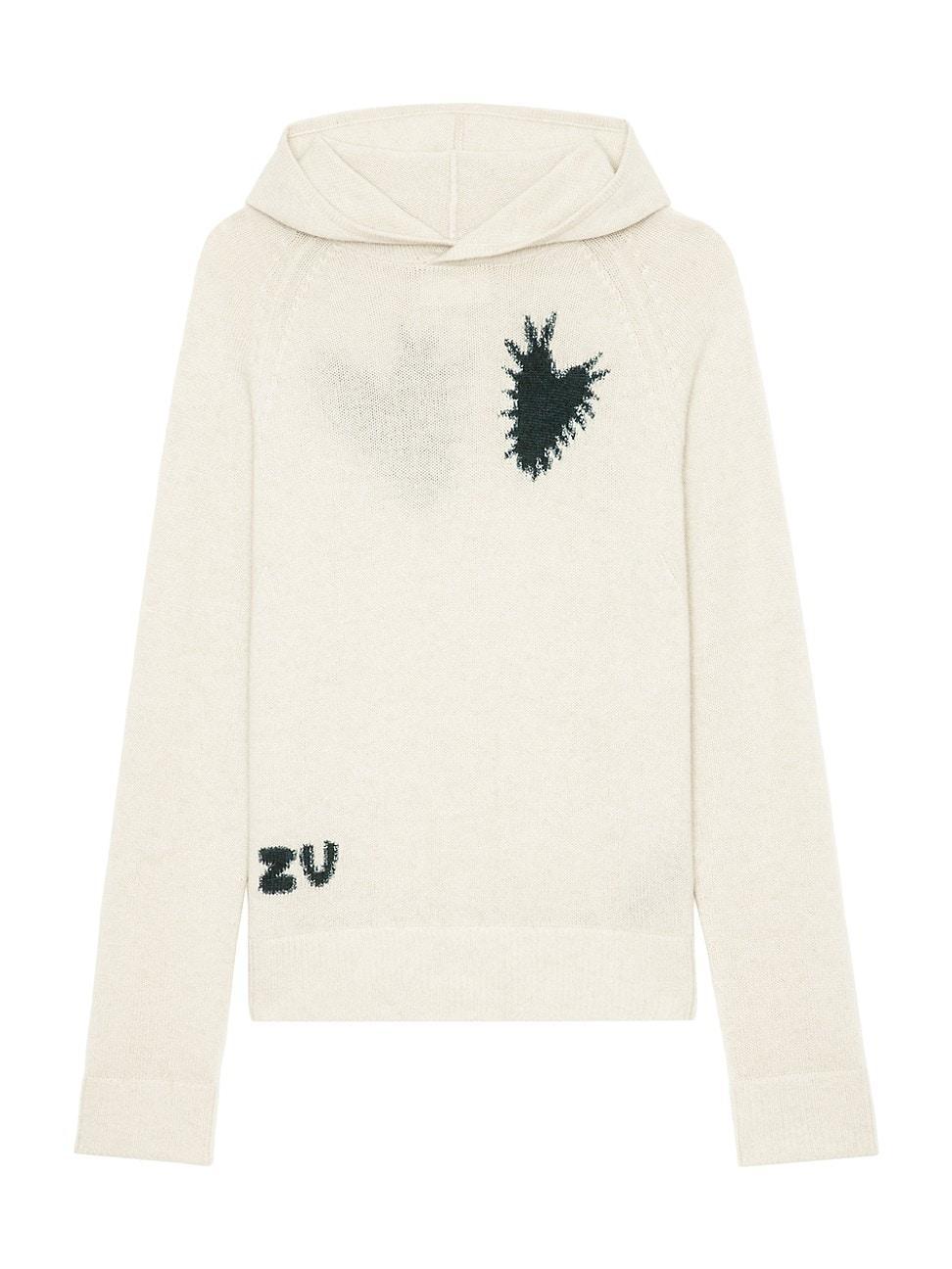 Womens Moony Logo Cashmere Knit Hoodie Product Image