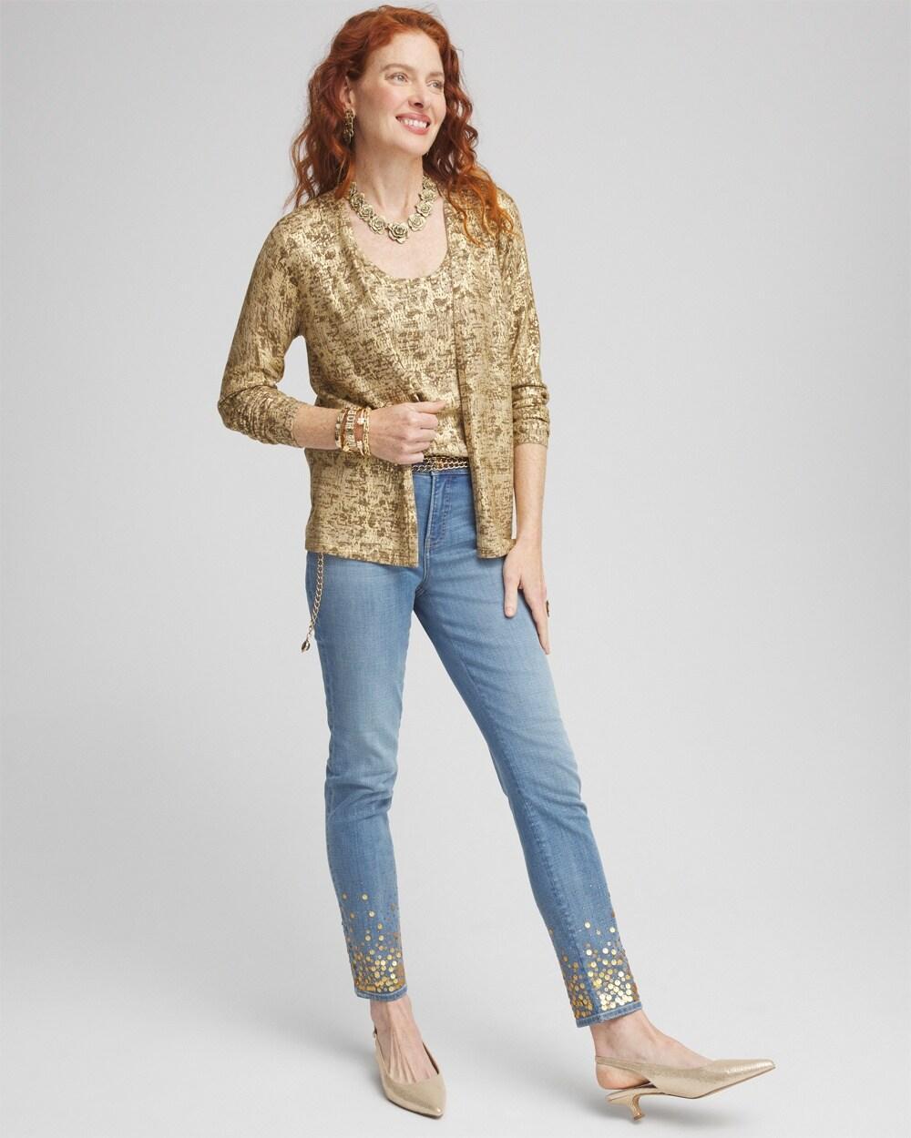 Foil Print Long-sleeve Cardigan Product Image