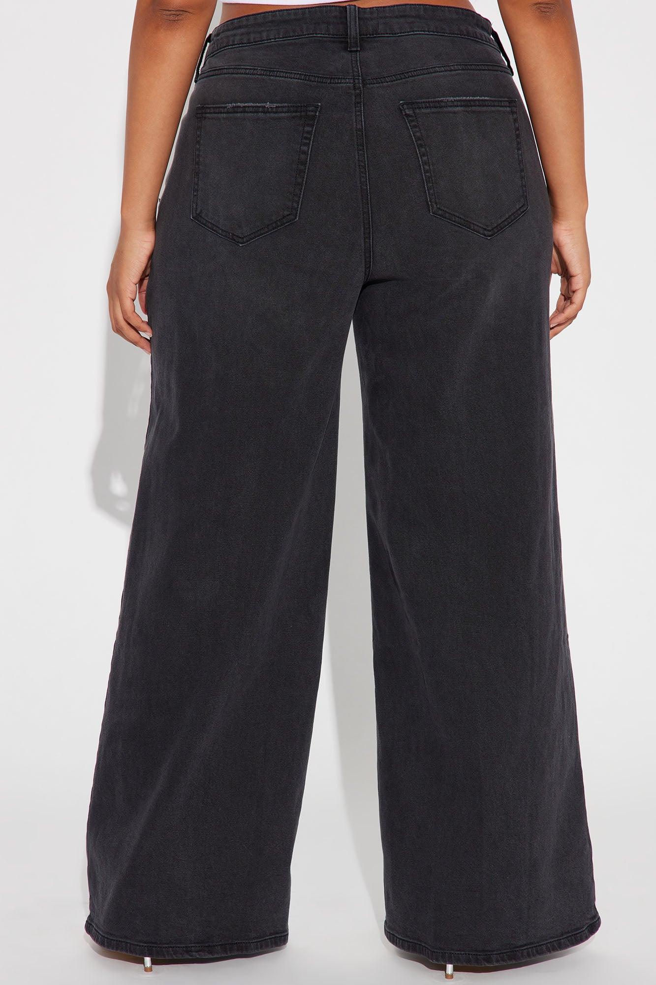 Time Well Spent Stretch Wide Leg Jeans - Black Wash Product Image