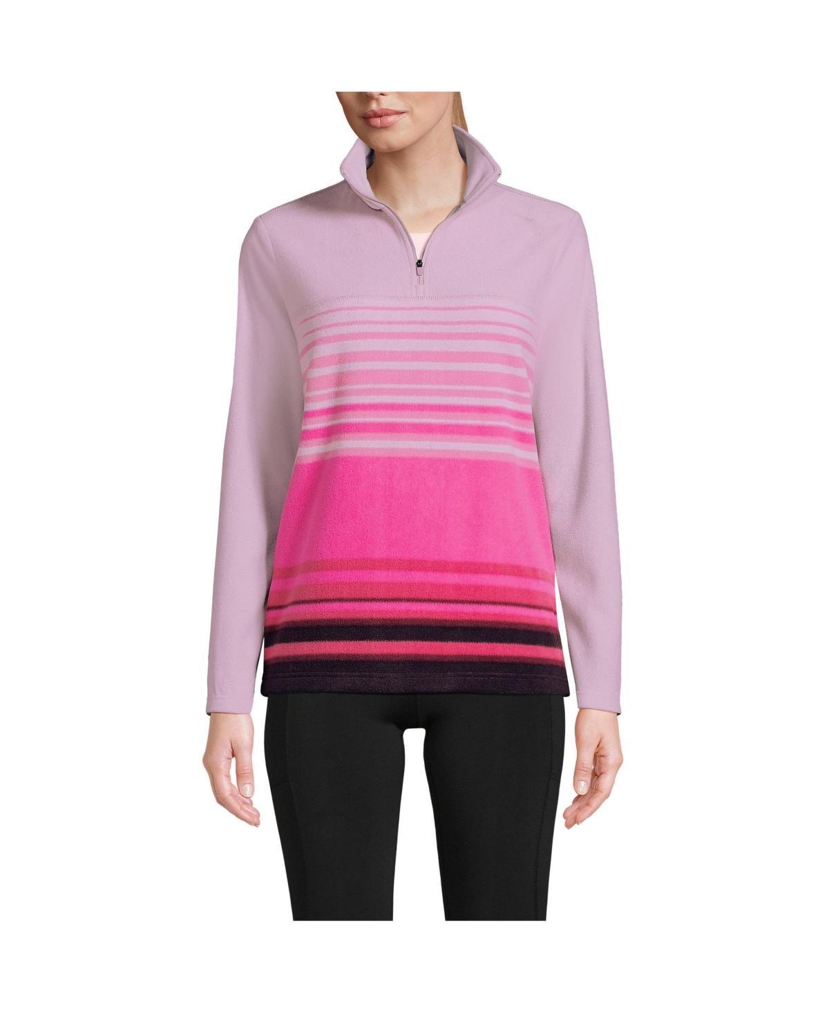 Women's Lands' End Ombre Striped 1/4-Zip Yoke Fleece Pullover, Size: Medium, Cornflower Stripe Product Image