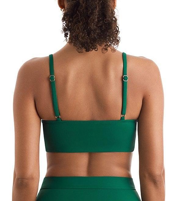 Mimi Flamingo Lido Rib Blake Solid V-Neck Midkini Swim Top Product Image
