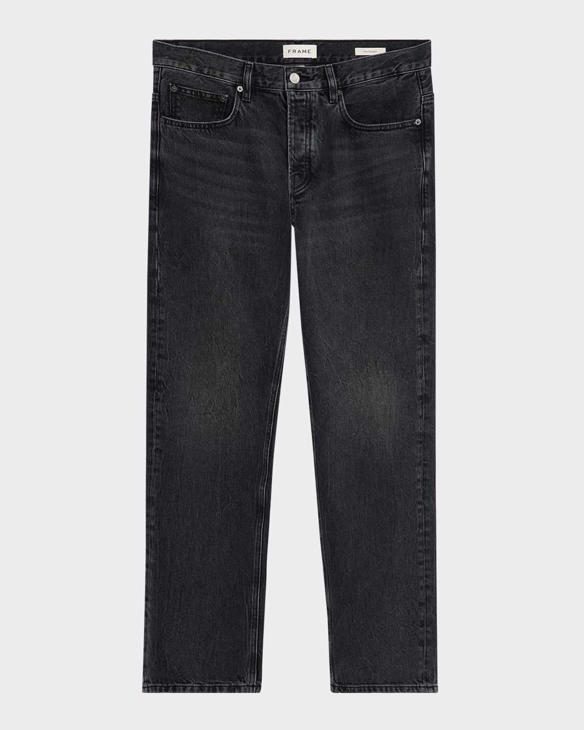 Mens Washed Straight-Leg Jeans Product Image