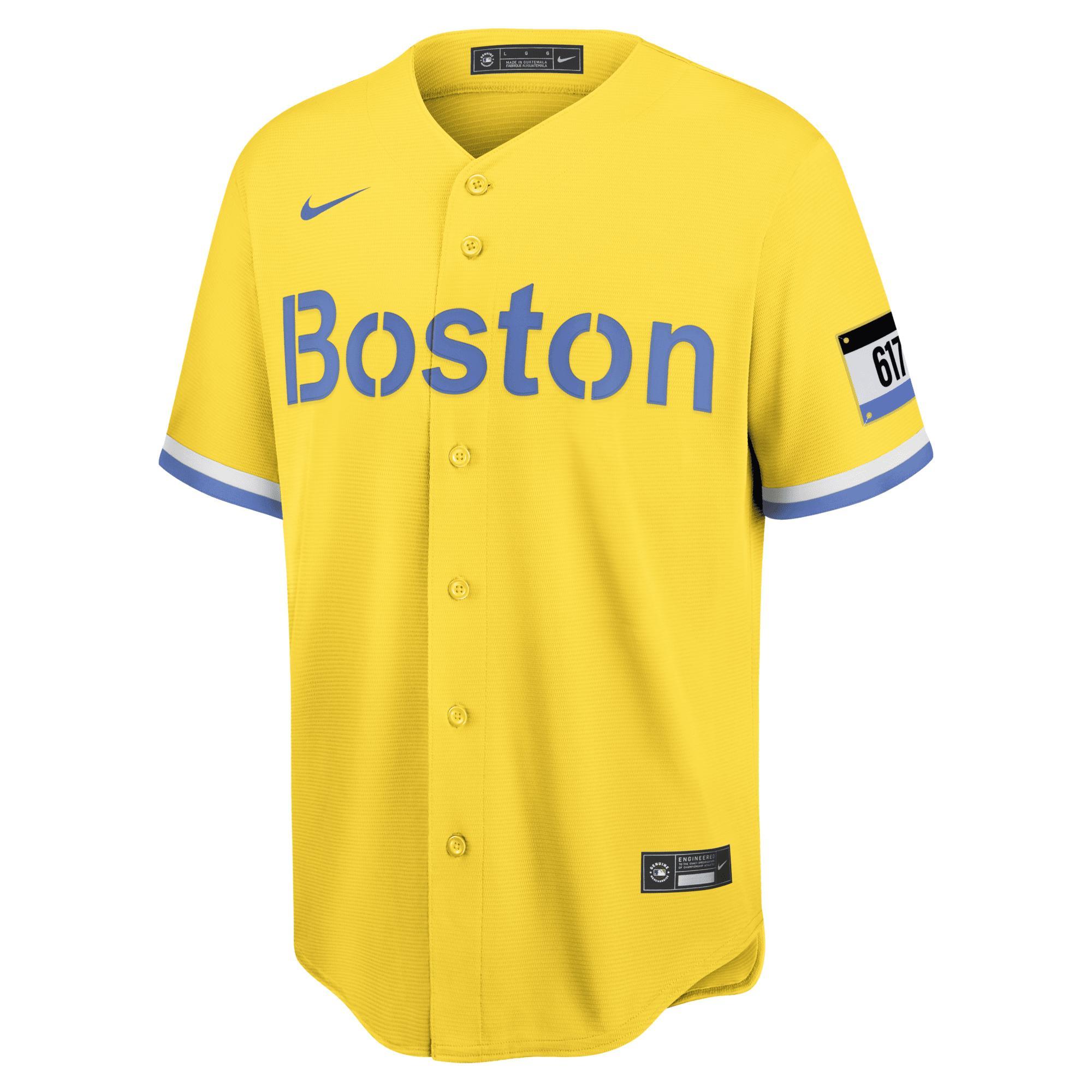 Men's Nike Gold/Light Blue Boston Red Sox City Connect Replica Jersey, Size: Large Product Image