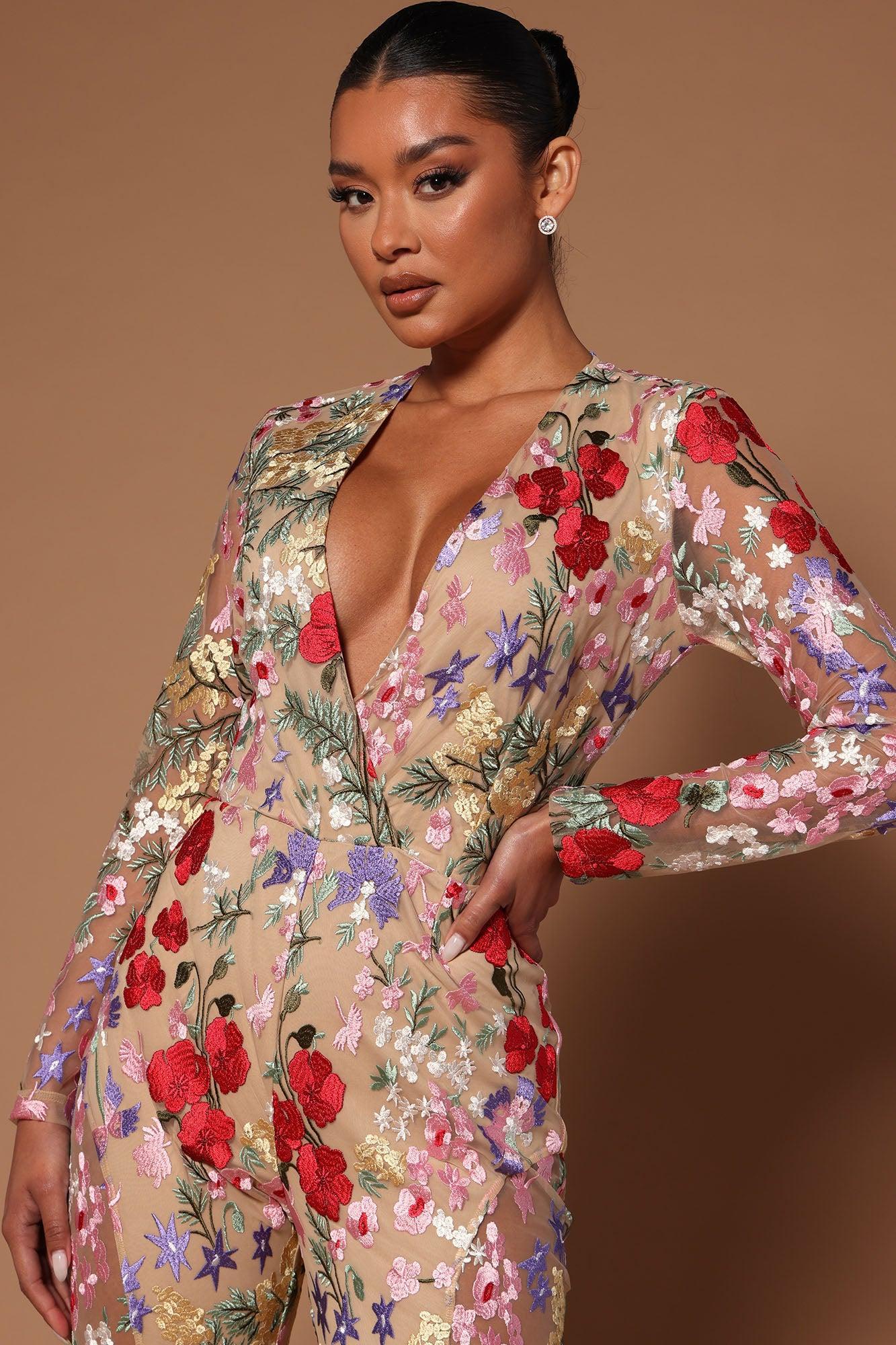 Rosalie Embroidered Jumpsuit - Nude/combo Product Image
