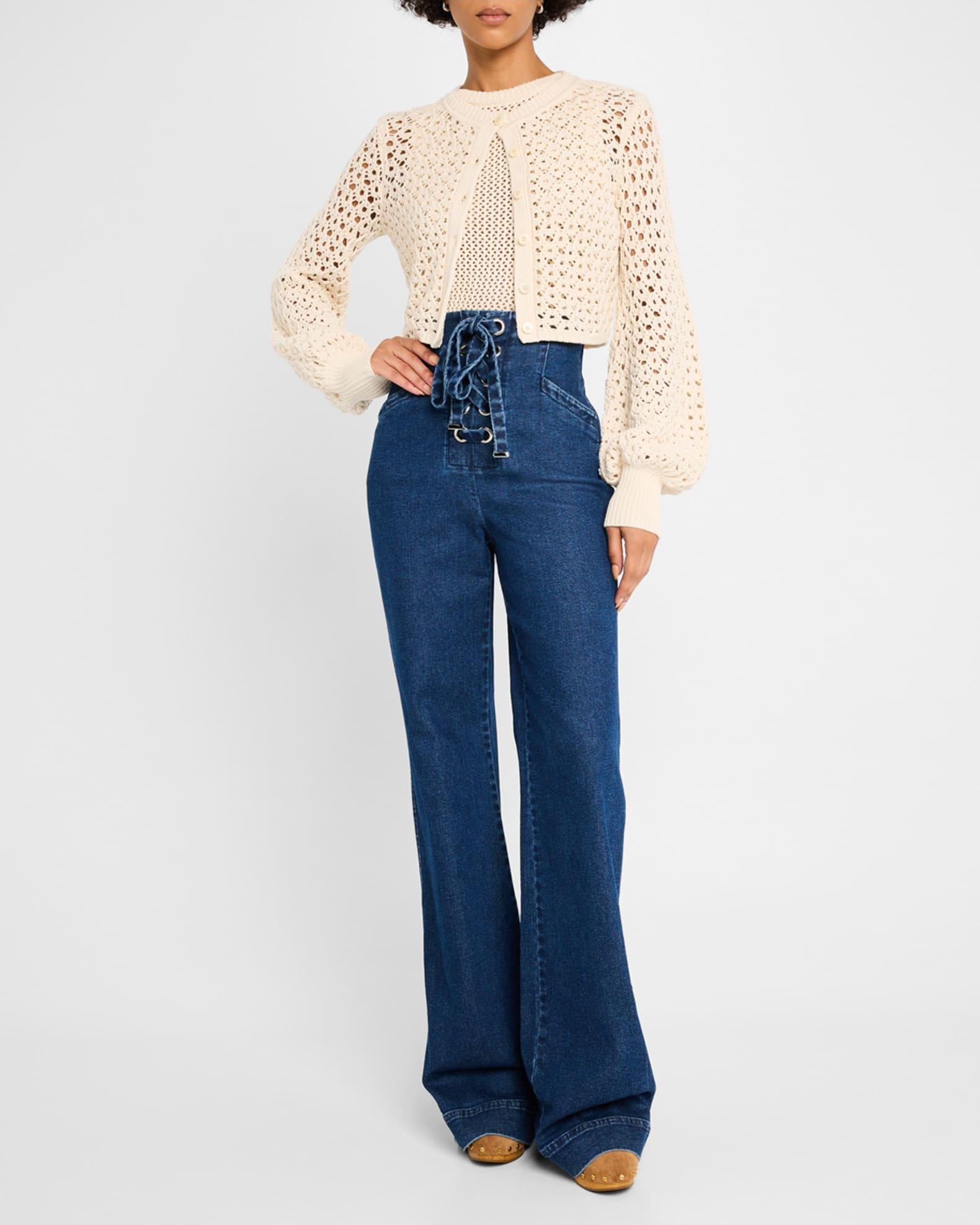 Birkin Denim Laced-Up Flare Pants Product Image