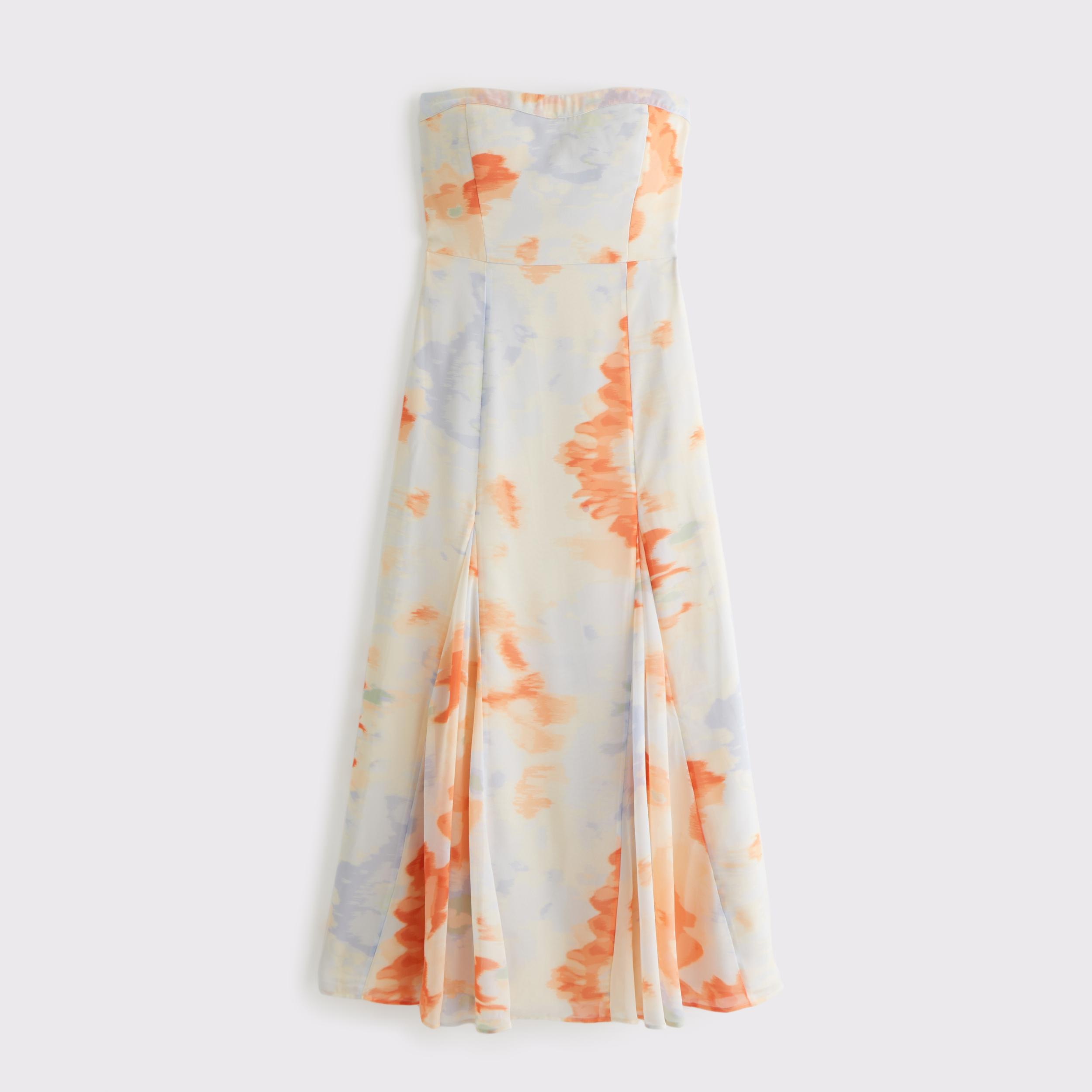 The A&F Camille Strapless Godet Midi Dress Product Image