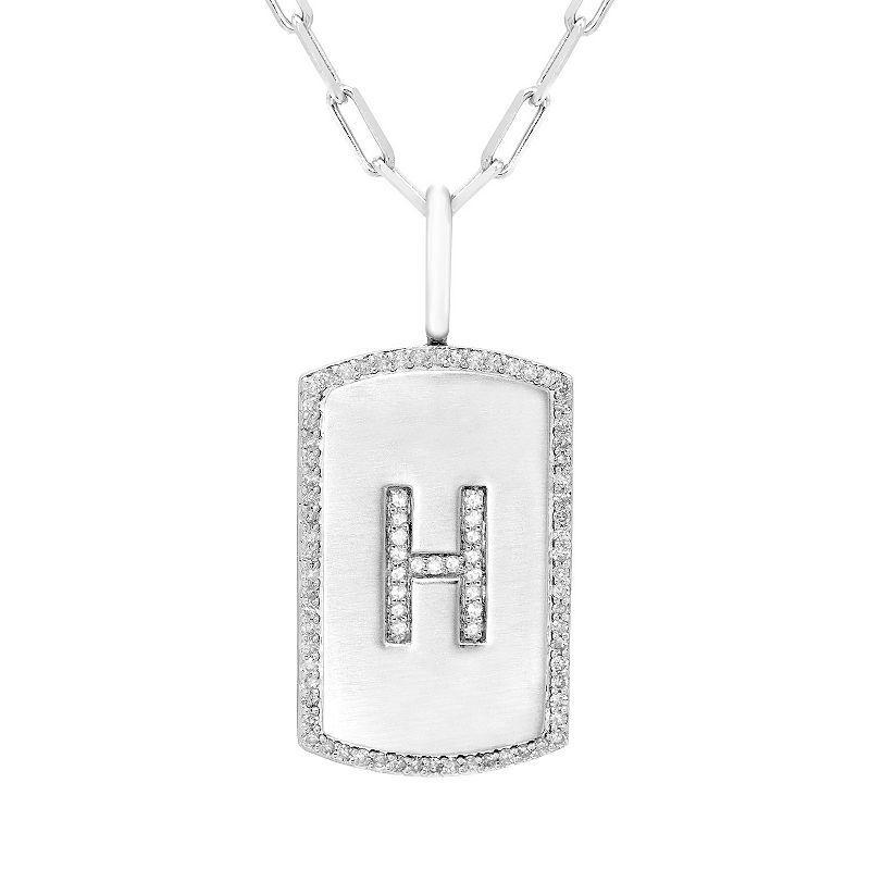 It's Personal Initial Sterling Silver & 1/4 Carat T.W. Diamond Dog Tag Necklace, Women's, Size: 20", Sterling L Product Image