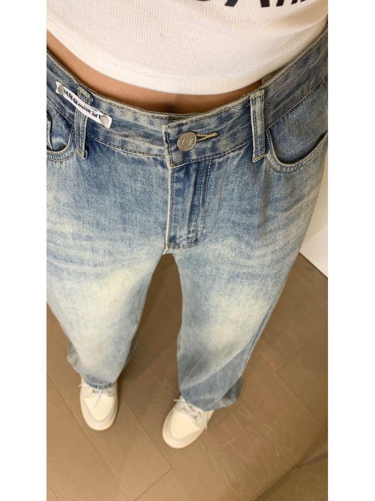 High Rise Washed Straight Leg Jeans Product Image