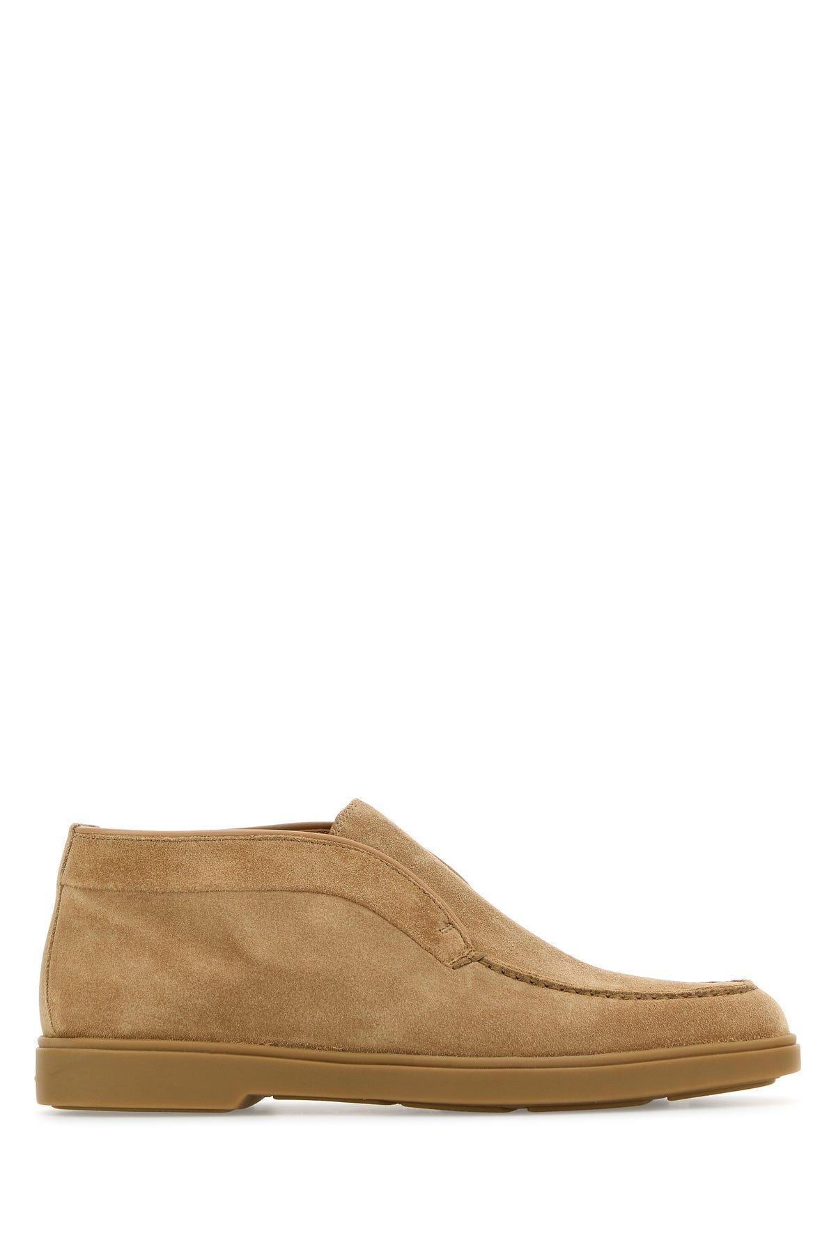 SANTONI Camel Suede Ankle Boots In Brown Product Image