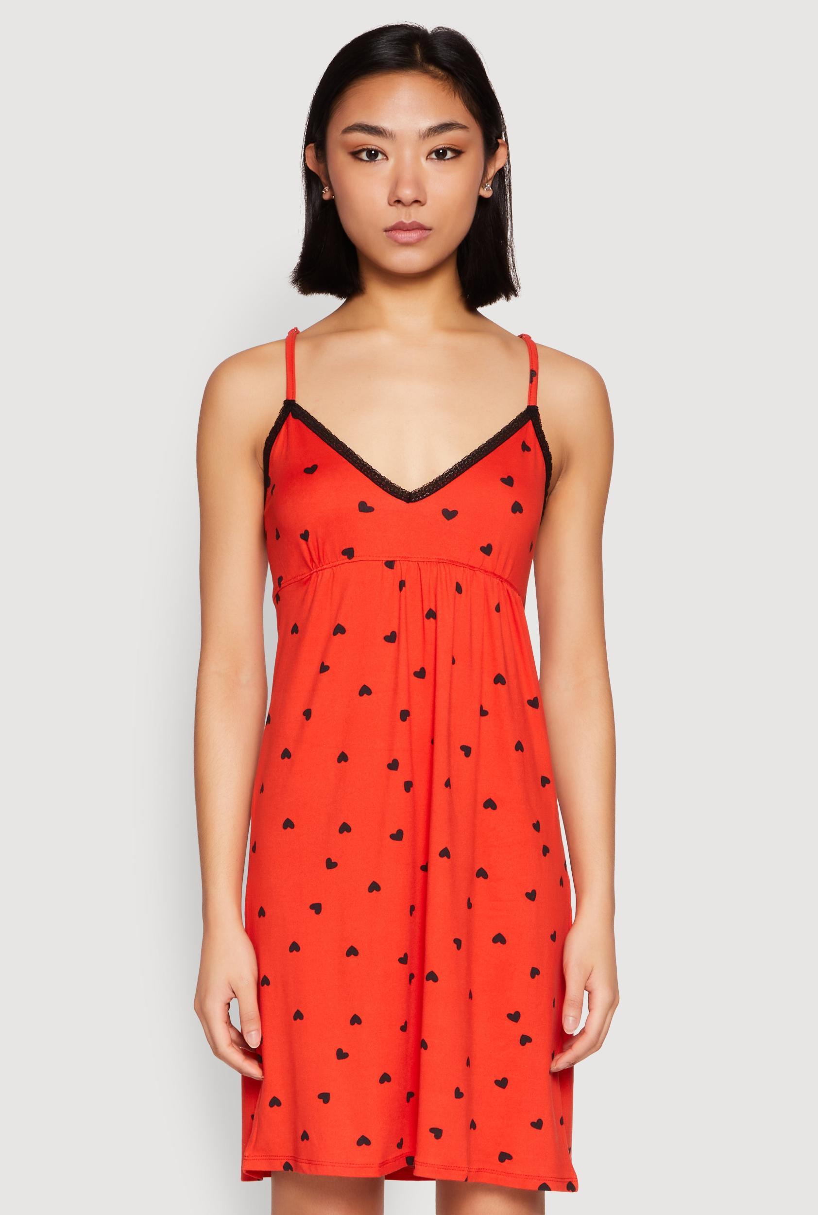 Womens Soft Knit Heart Print Cami Nightgown Product Image