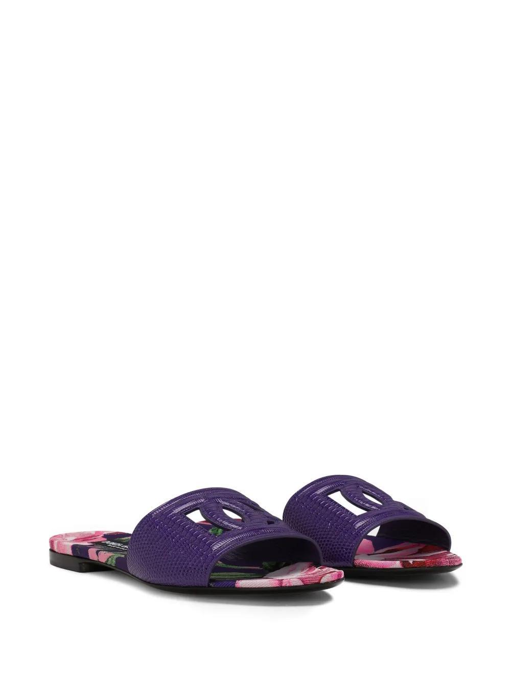 DG lizard-effect leather slides Product Image