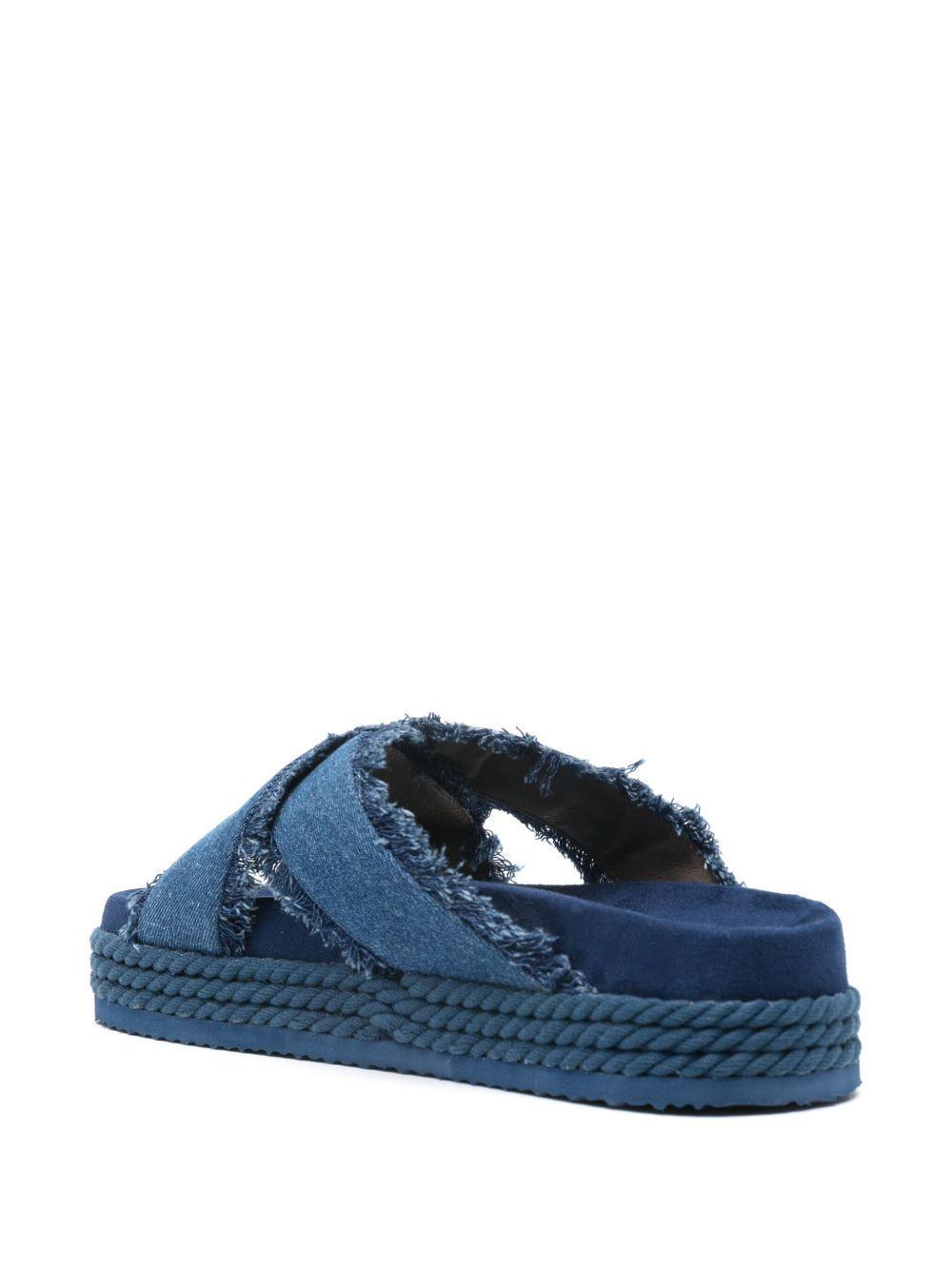 logo-lettering denim slides Product Image