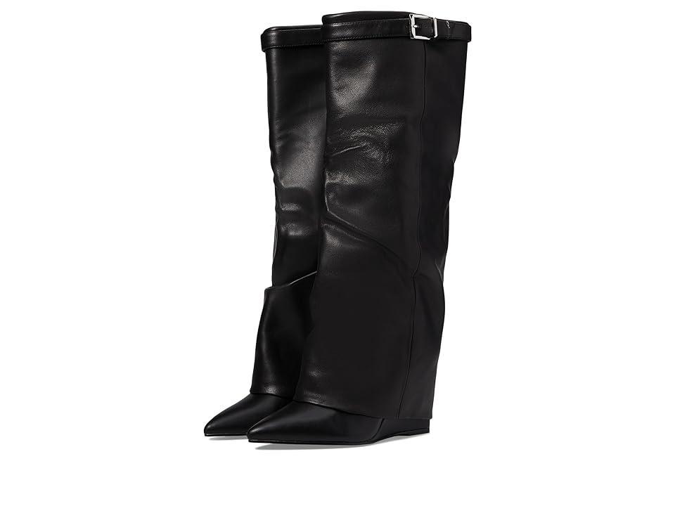 Steve Madden Corenne Leather Foldover Buckle Strap Tall Wedge Boots Product Image