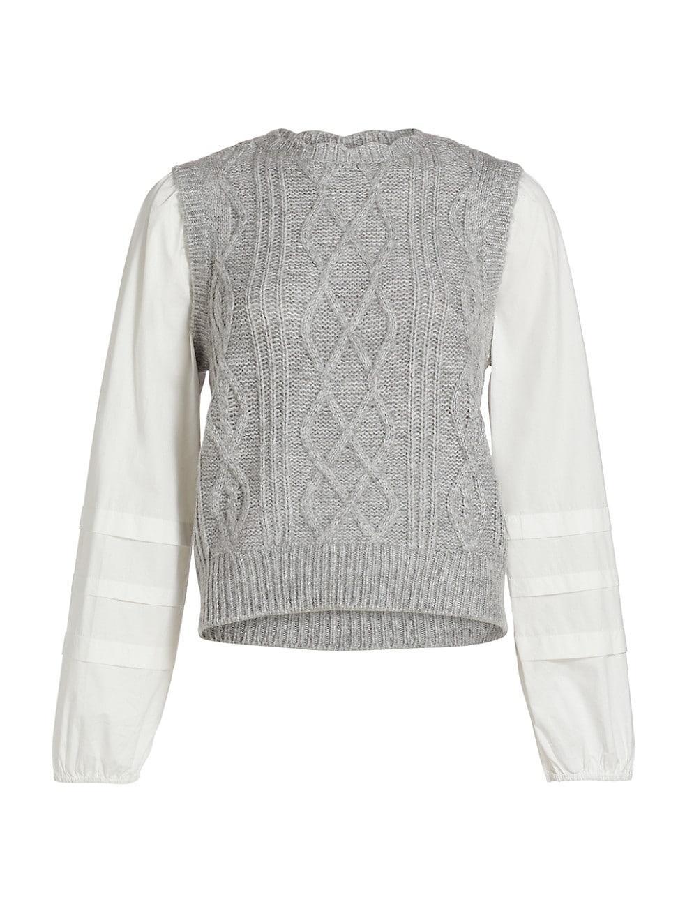 Womens Cable-Knit Sweater Vest Product Image